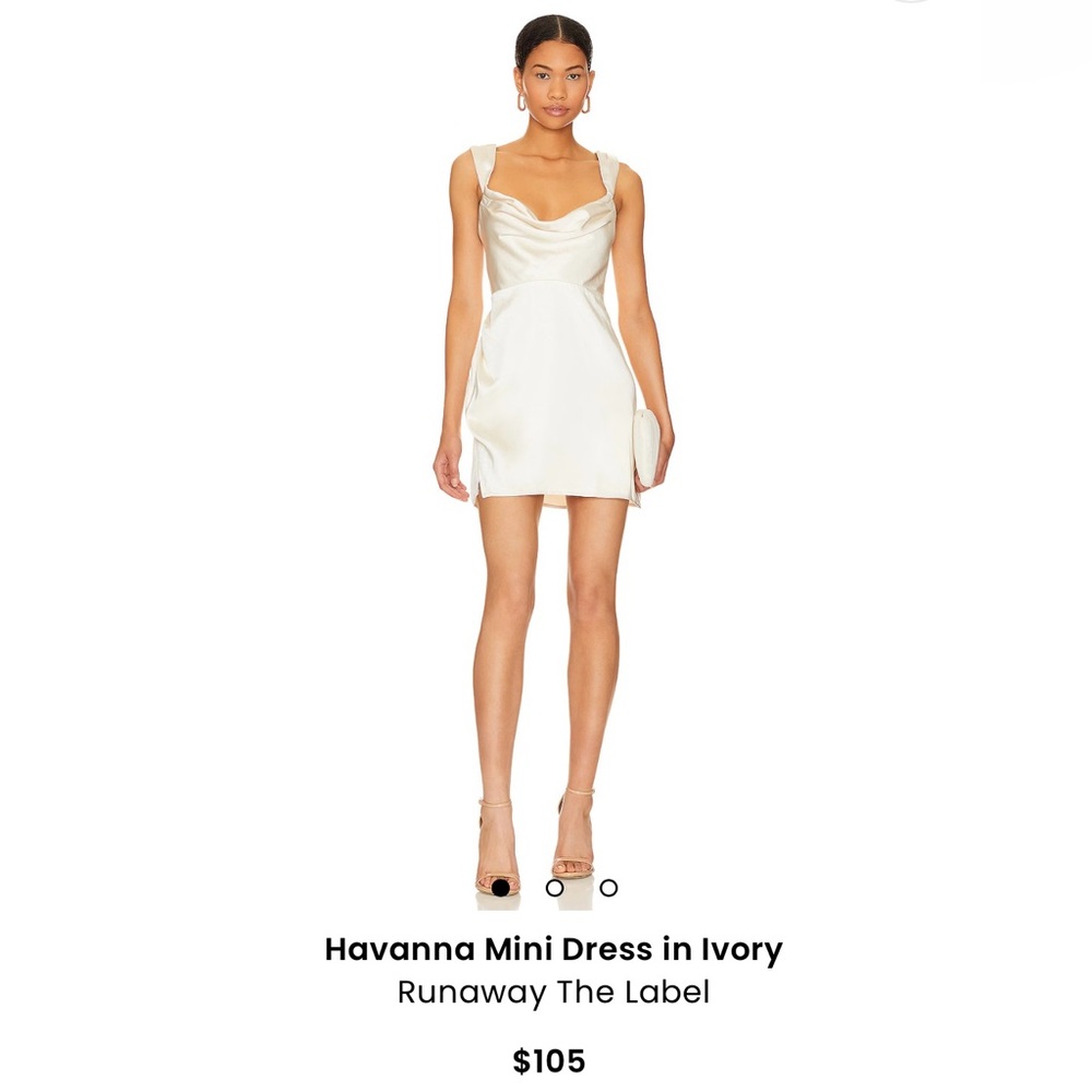White Satin Mini Dress - Size S